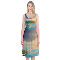 Exquisite Sunset Midi Sleeveless Dress by GardenOfOphir