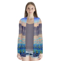 Exquisite Sunset Drape Collar Cardigan by GardenOfOphir