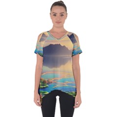 Exquisite Sunset Cut Out Side Drop Tee by GardenOfOphir