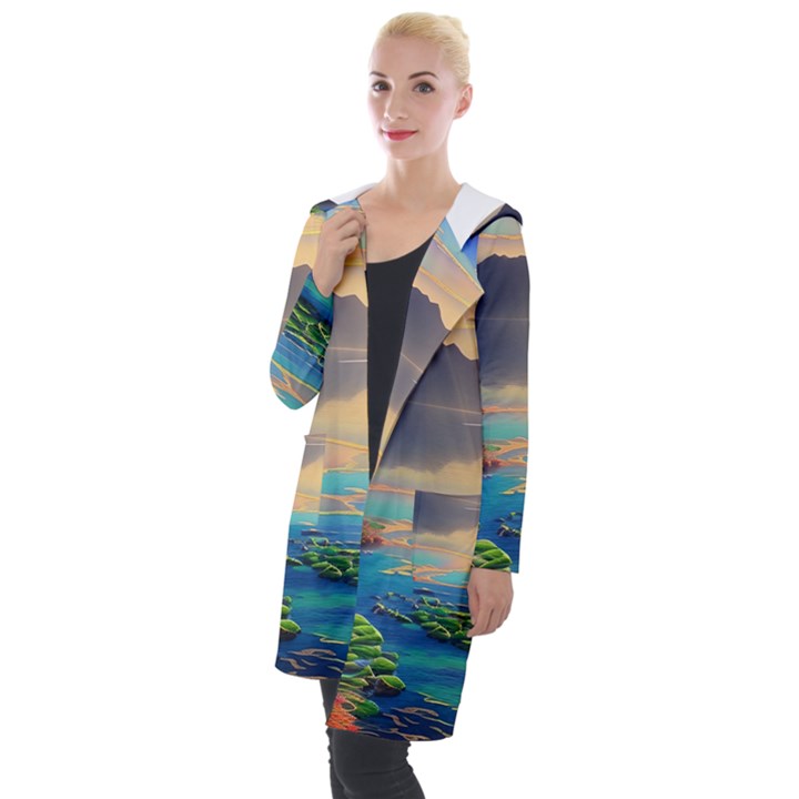 Exquisite Sunset Hooded Pocket Cardigan