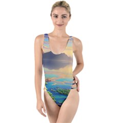 Exquisite Sunset High Leg Strappy Swimsuit by GardenOfOphir