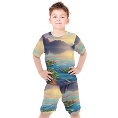 Exquisite Sunset Kids  Tee And Shorts Set by GardenOfOphir