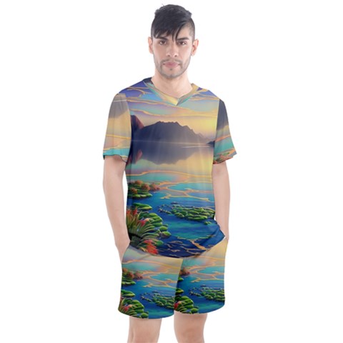 Exquisite Sunset Men s Mesh Tee And Shorts Set by GardenOfOphir