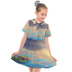 Exquisite Sunset Kids  Short Sleeve Shirt Dress by GardenOfOphir