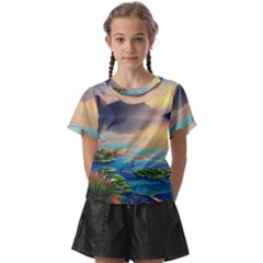 Exquisite Sunset Kids  Front Cut Tee by GardenOfOphir