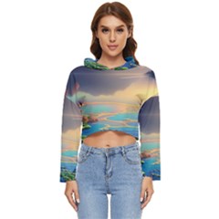 Exquisite Sunset Women s Lightweight Cropped Hoodie by GardenOfOphir