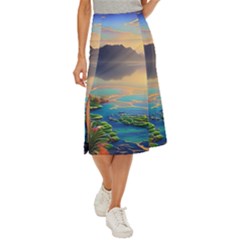 Exquisite Sunset Midi Panel Skirt