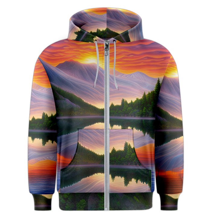 Flaming Sunset Men s Zipper Hoodie