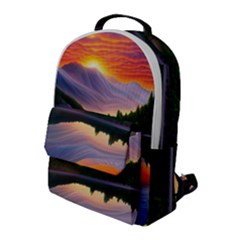 Flaming Sunset Flap Pocket Backpack (large) by GardenOfOphir