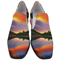 Flaming Sunset Women Slip On Heel Loafers by GardenOfOphir