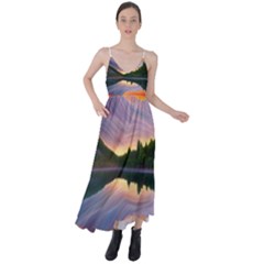 Flaming Sunset Tie Back Maxi Dress by GardenOfOphir