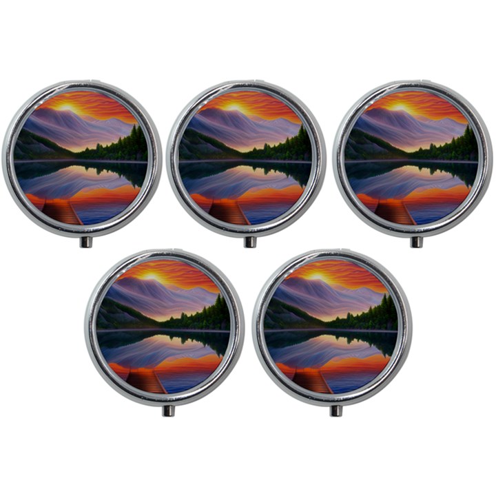 Flaming Sunset Mini Round Pill Box (Pack of 5)