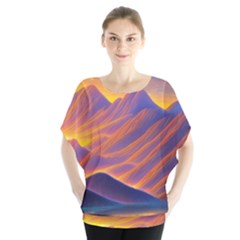 Great Sunset Batwing Chiffon Blouse