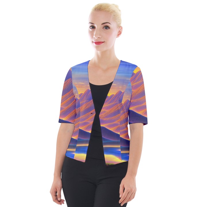 Great Sunset Cropped Button Cardigan