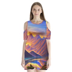 Great Sunset Shoulder Cutout Velvet One Piece by GardenOfOphir