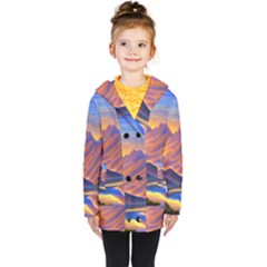 Great Sunset Kids  Double Breasted Button Coat by GardenOfOphir