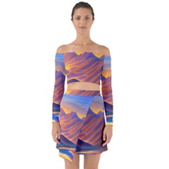 Great Sunset Off Shoulder Top With Skirt Set by GardenOfOphir