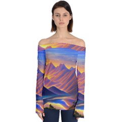 Great Sunset Off Shoulder Long Sleeve Top by GardenOfOphir