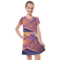 Great Sunset Kids  Cross Web Dress by GardenOfOphir