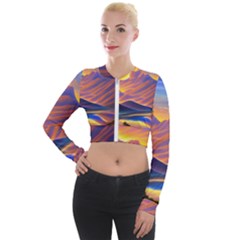 Great Sunset Long Sleeve Cropped Velvet Jacket by GardenOfOphir