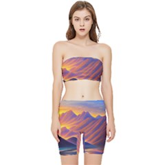 Great Sunset Stretch Shorts And Tube Top Set by GardenOfOphir