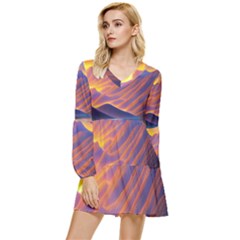 Great Sunset Tiered Long Sleeve Mini Dress by GardenOfOphir