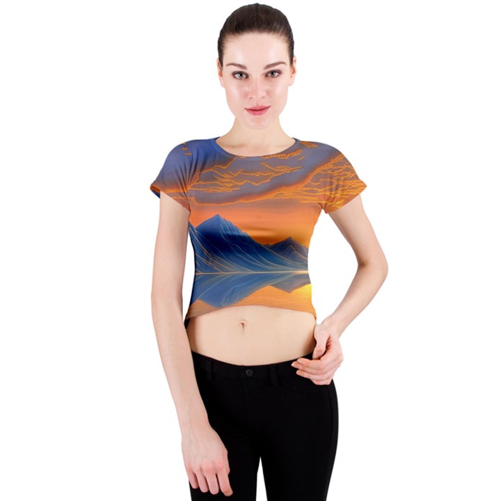 Glorious Sunset Crew Neck Crop Top