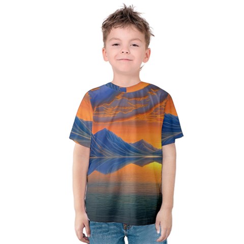 Glorious Sunset Kids  Cotton Tee by GardenOfOphir