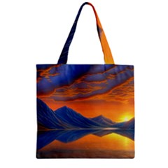 Glorious Sunset Zipper Grocery Tote Bag by GardenOfOphir