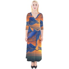 Glorious Sunset Quarter Sleeve Wrap Maxi Dress by GardenOfOphir