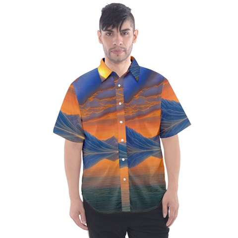 Glorious Sunset Men s Short Sleeve Shirt by GardenOfOphir