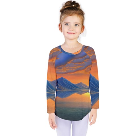 Glorious Sunset Kids  Long Sleeve Tee by GardenOfOphir