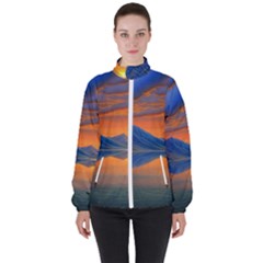 Glorious Sunset Women s High Neck Windbreaker by GardenOfOphir