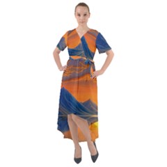 Glorious Sunset Front Wrap High Low Dress