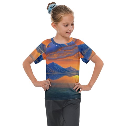 Glorious Sunset Kids  Mesh Piece Tee by GardenOfOphir