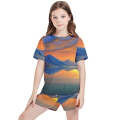 Glorious Sunset Kids  Tee And Sports Shorts Set by GardenOfOphir