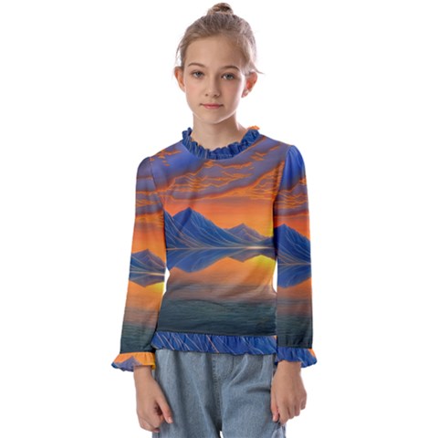 Glorious Sunset Kids  Frill Detail Tee by GardenOfOphir