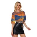 Glorious Sunset Mid Sleeve Drawstring Hem Top View3