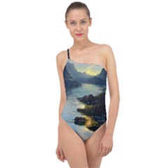 Incredible Sunset Classic One Shoulder Swimsuit by GardenOfOphir