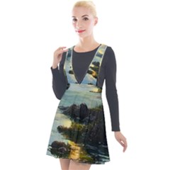 Incredible Sunset Plunge Pinafore Velour Dress by GardenOfOphir