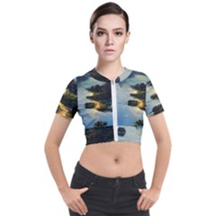 Incredible Sunset Short Sleeve Cropped Jacket by GardenOfOphir