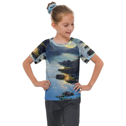 Incredible Sunset Kids  Mesh Piece Tee by GardenOfOphir