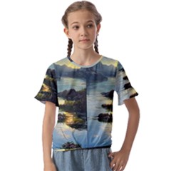 Incredible Sunset Kids  Cuff Sleeve Scrunch Bottom Tee