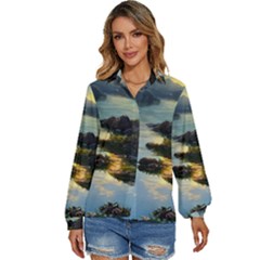 Incredible Sunset Women s Long Sleeve Button Down Shirt