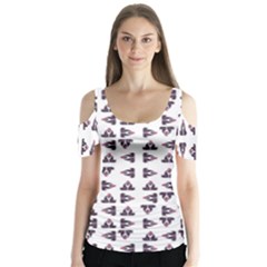 Happy Hound Funny Cute Gog Pattern Butterfly Sleeve Cutout Tee 