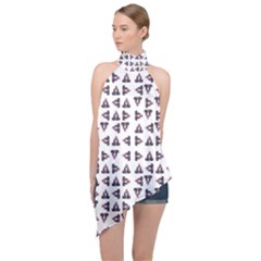 Happy Hound Funny Cute Gog Pattern Halter Asymmetric Satin Top by dflcprintsclothing