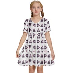 Happy Hound Funny Cute Gog Pattern Kids  Short Sleeve Tiered Mini Dress by dflcprintsclothing