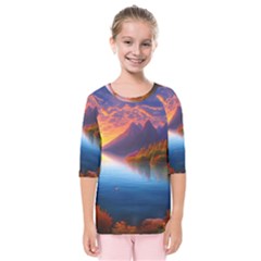 Immaculate Sunset Kids  Quarter Sleeve Raglan Tee