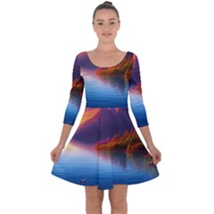 Immaculate Sunset Quarter Sleeve Skater Dress