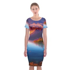 Immaculate Sunset Classic Short Sleeve Midi Dress